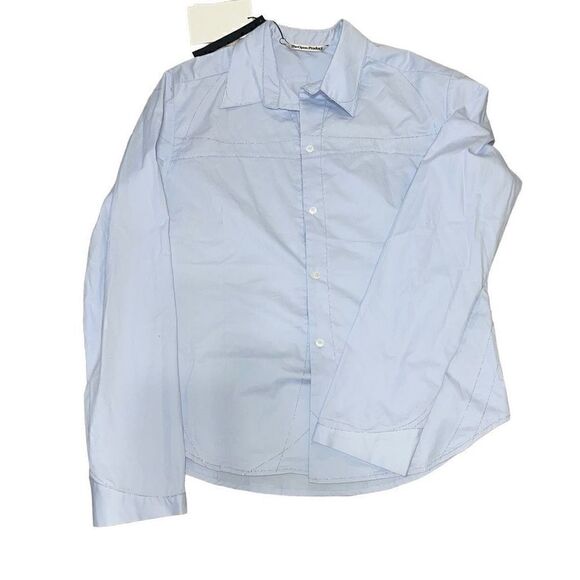 Theopen Product SSENSE Exclusive Blue Stitched Shirt Long Sleeve Men sz 2 Medium - Picture 2 of 11